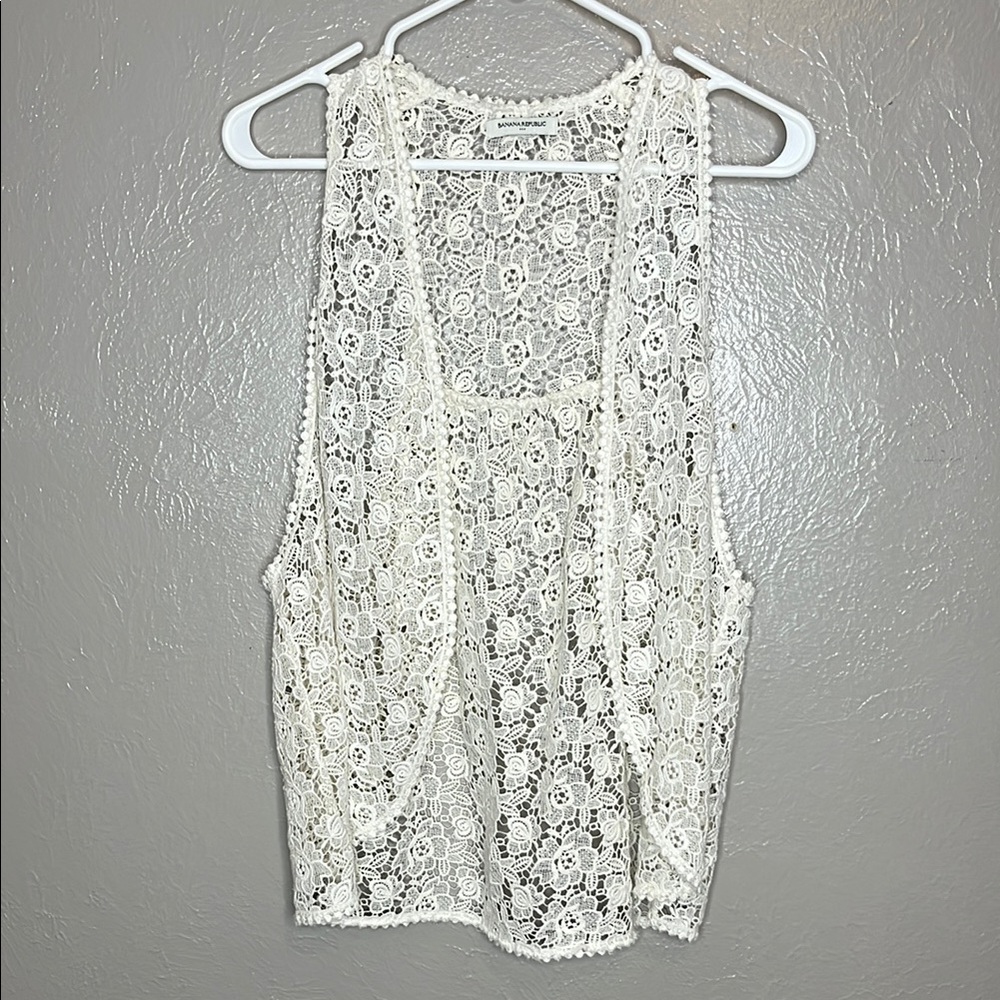 Crochet White Floral Vest from Banana Republic